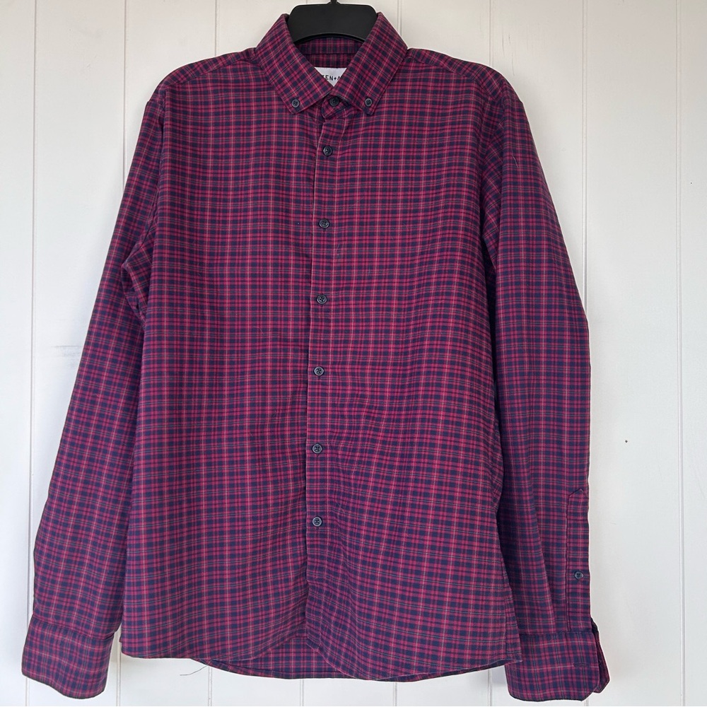 Mizzen + Main Men’s Wallace Button Down Flannel Shirt Medium Trim Fit